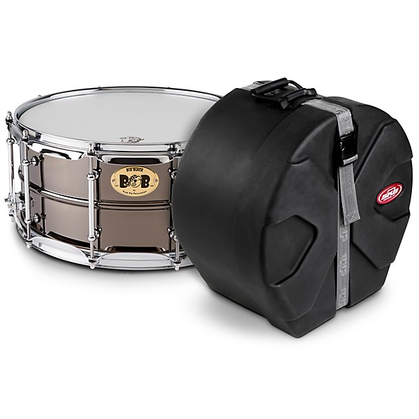 Pork Pie Big Black Brass Snare Drum with Tube Lugs and Chrome Hardware ...