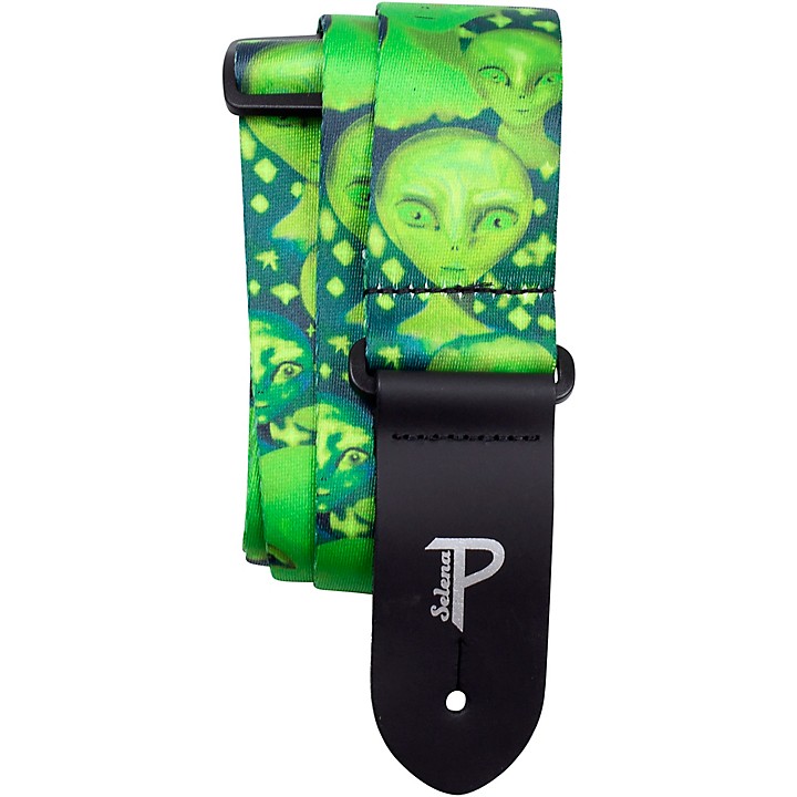 Perri's Perri's Polyester Guitar Strap - Green Aliens, 2in Wide