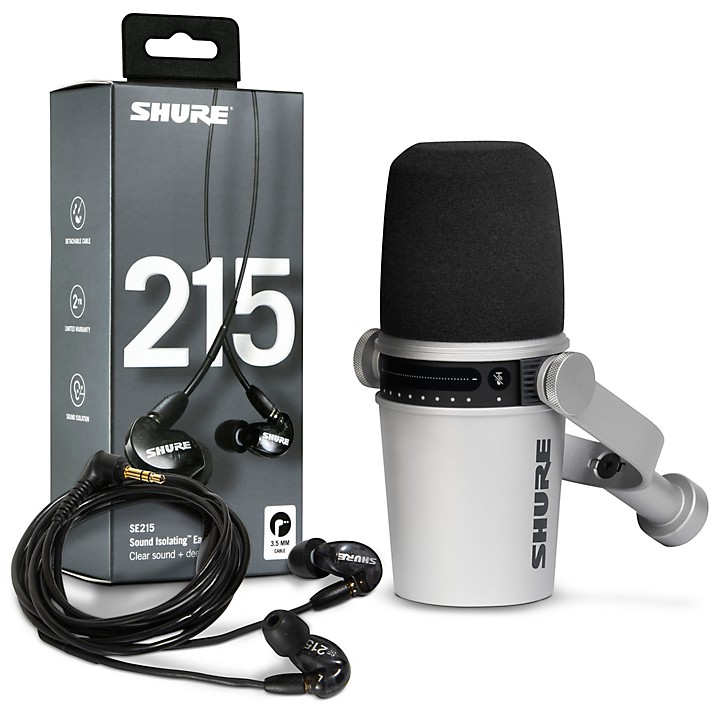 Shure MV7-S USB Microphone and SE215 Earphones Content Creator