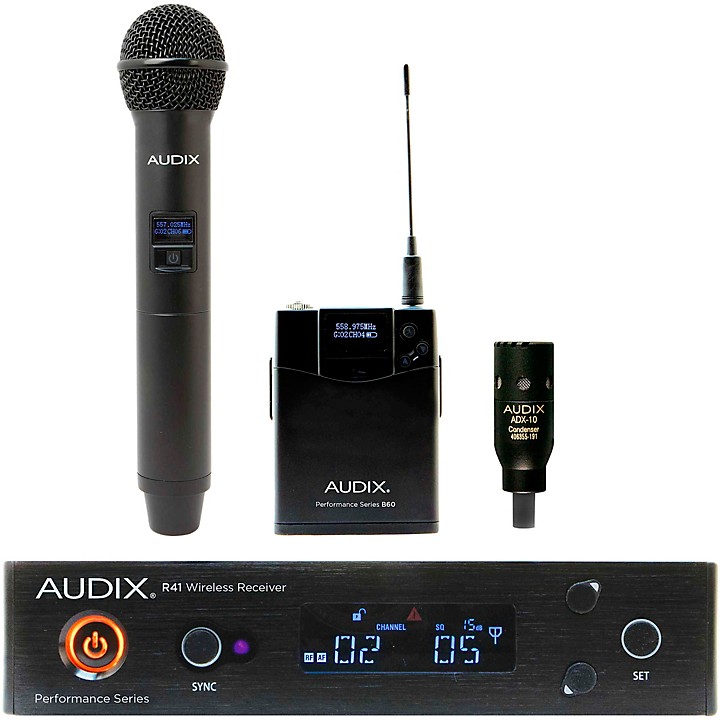 Audix Audix AP41 OM2 L10 Wireless Microphone System With R41 Diversity  Receiver, H60/OM2 Handheld Transmitter and ADX10 Lavalier Microphone