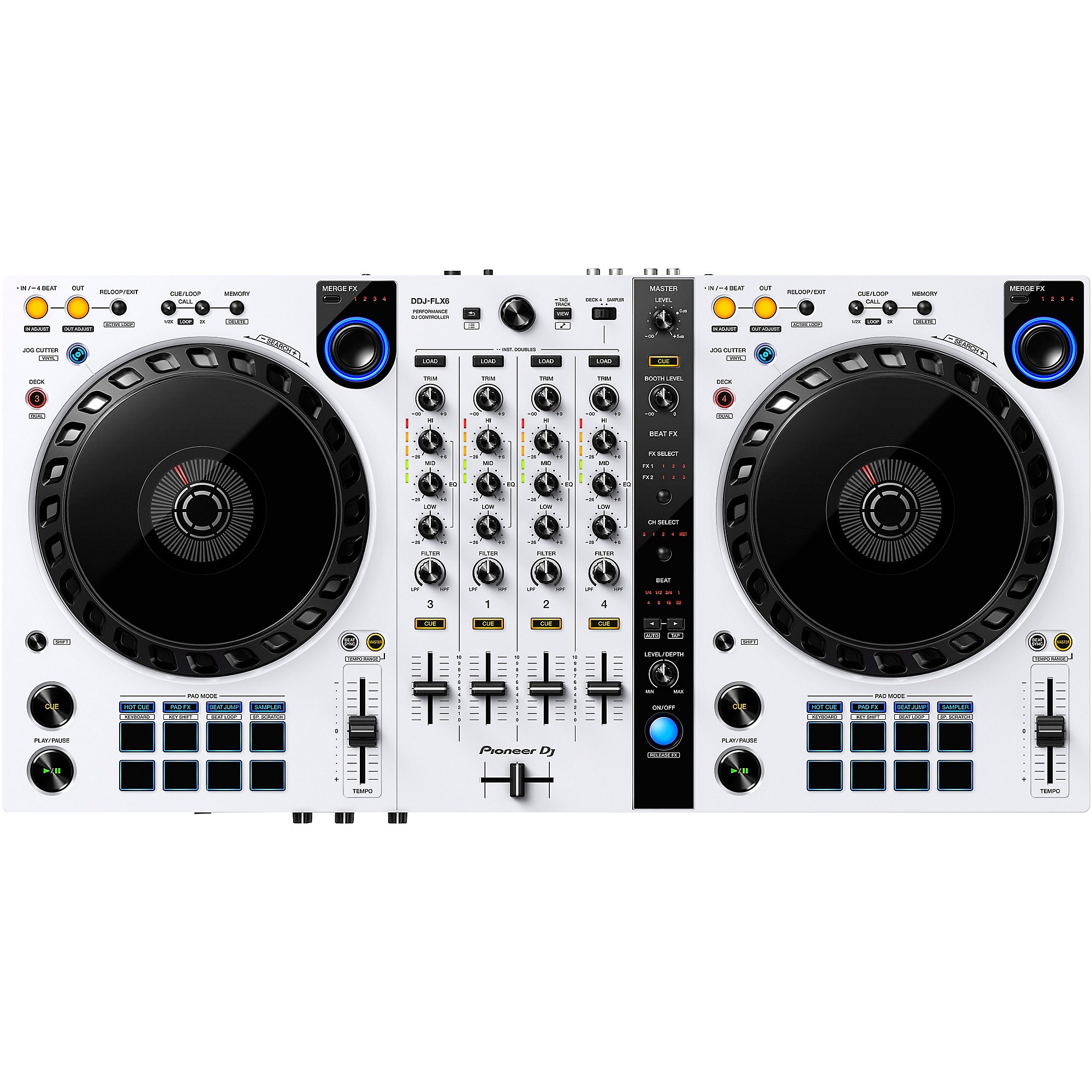 【ロネル】Pioneer DJ DDJ-FLX6-White Pioneer DJ DDJ-FLX6-W White 4-Channel DJ Controller for Serato DJ