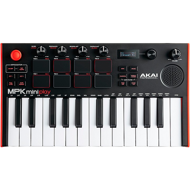 AKAI PROFESSIONAL MPKMINIPLAYMK3 - Clavier Mini touches USB 25 mini notes  128 sons 8 pads écran OLED