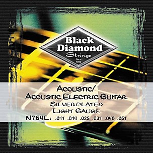 Black Diamond Light Gauge Silver-Plated Acoustic-Electric Guitar Strings