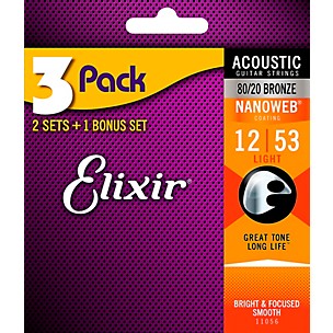 Elixir Light Nanoweb Acoustic Guitar Strings