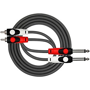 KIRLIN Lightgear Dual Black Patch Cable 2x 1/4" Mono to 2x RCA