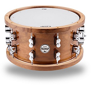 PDP by DW Limited-Edition Dark Stain Maple and Walnut Snare With Walnut Hoops and Chrome Hardware