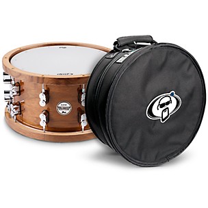 PDP by DW Limited-Edition Dark Stain Walnut and Maple Snare With Walnut Hoops and Chrome Hardware and Protection Racket Case