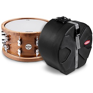 PDP by DW Limited-Edition Dark Stain Walnut and Maple Snare With Walnut Hoops and Chrome Hardware and SKB Case