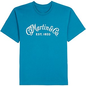 Martin Logo T-Shirt (White Script) Ocean Blue