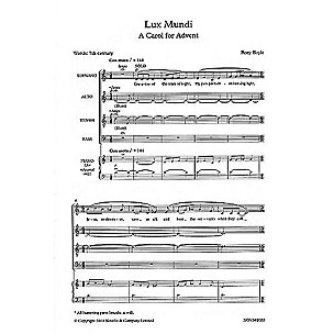 Novello Lux Mundi (A Carol for Advent) SATB Composed by Rory Boyle