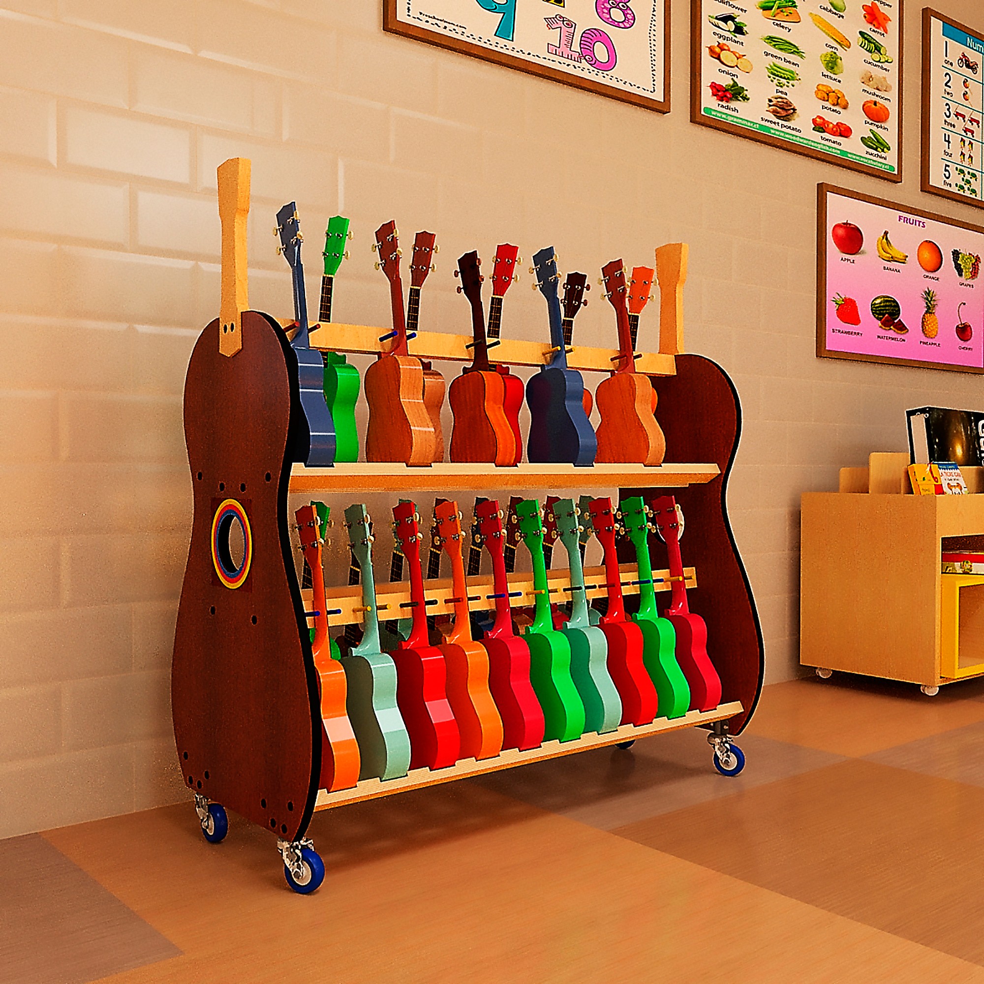A&S Crafted Products The Band Room Mobile Soprano Ukulele Storage 