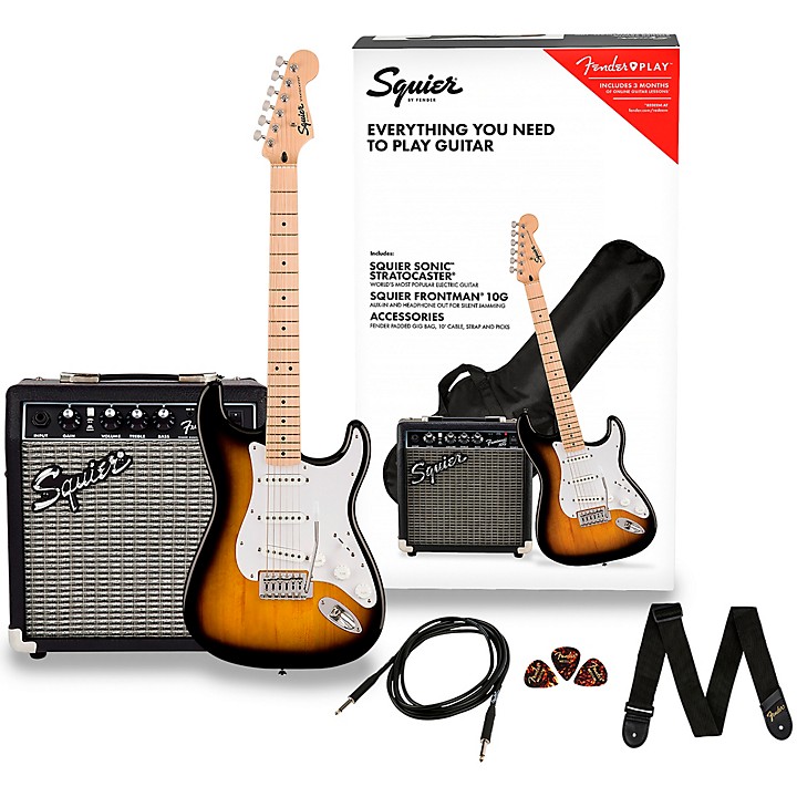 Squier Squier Sonic Stratocaster Electric Guitar Pack with Fender Frontman  10G Amp