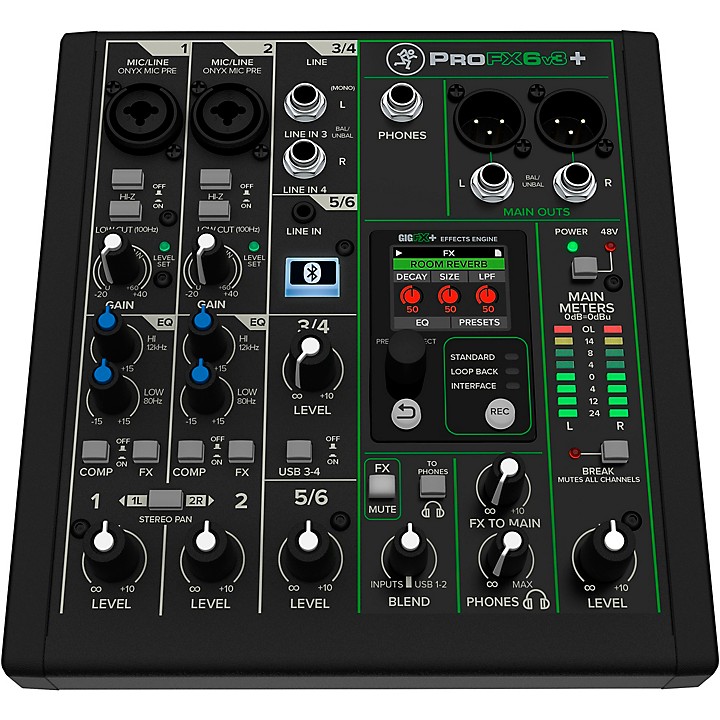 Mackie ProFX6v3+ 6-Channel Analog Mixer With Enhanced FX, USB