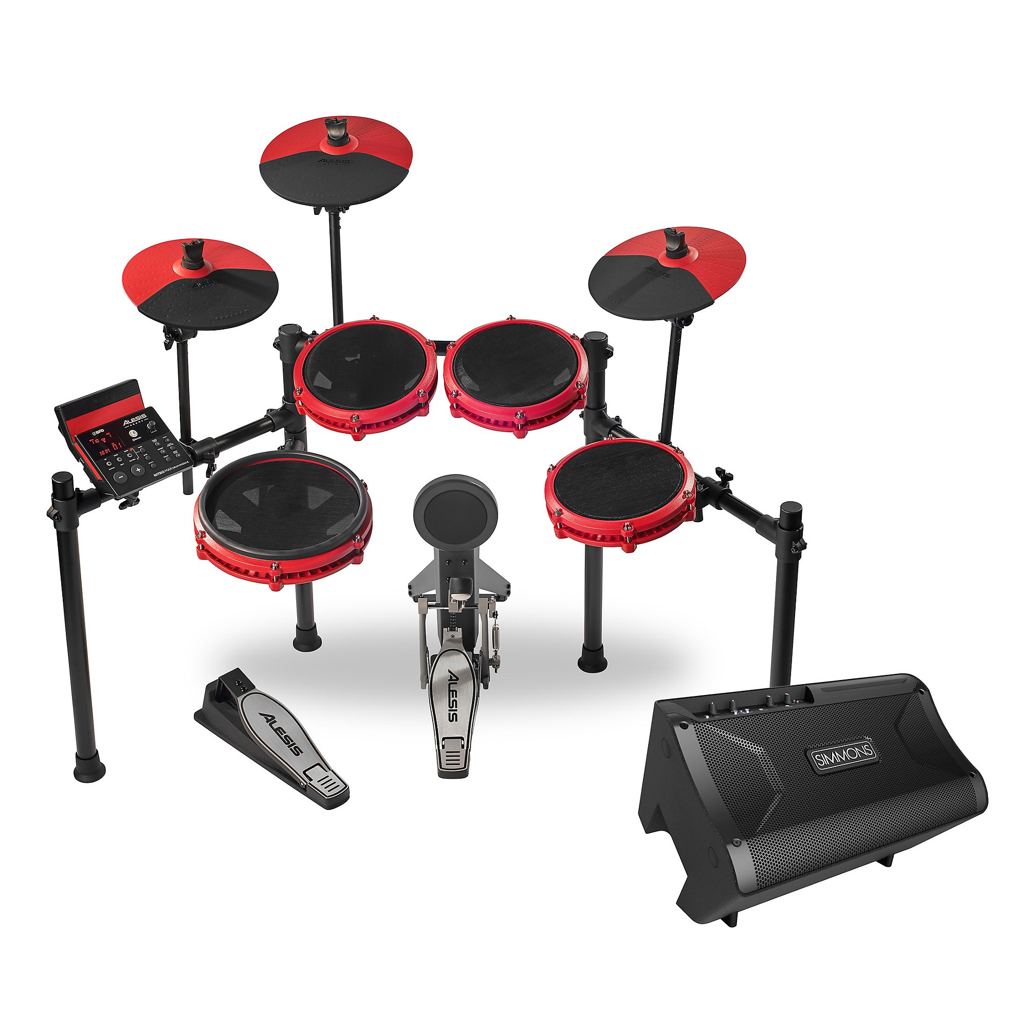 Alesis NITRO MAX 8-Piece Electronic Drum Set with Bluetooth and BFD Sounds  and DA2108 Drum Amp Black