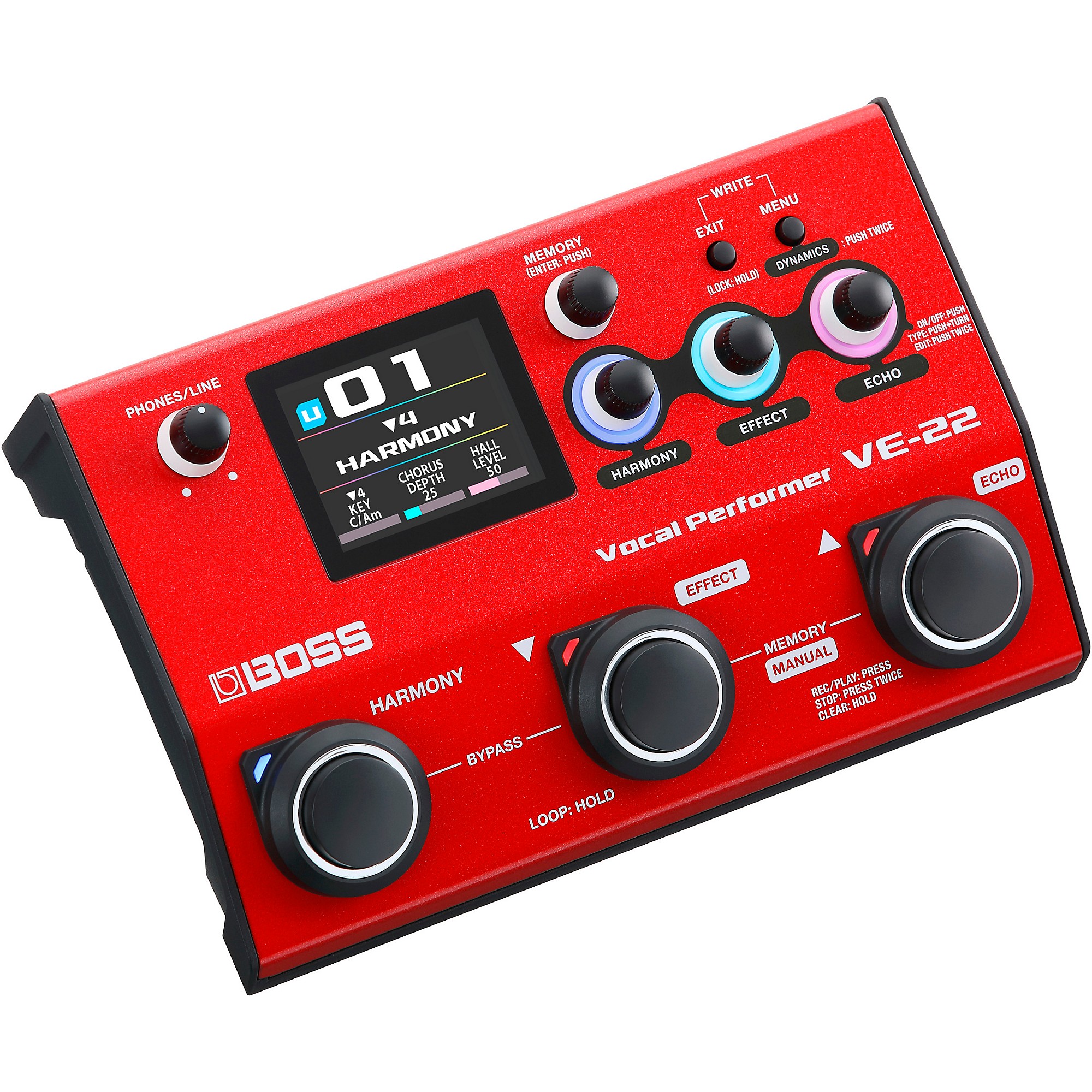 BOSS VE-22 Vocal Performer Bundle With E835 Microphone, XLR Cable