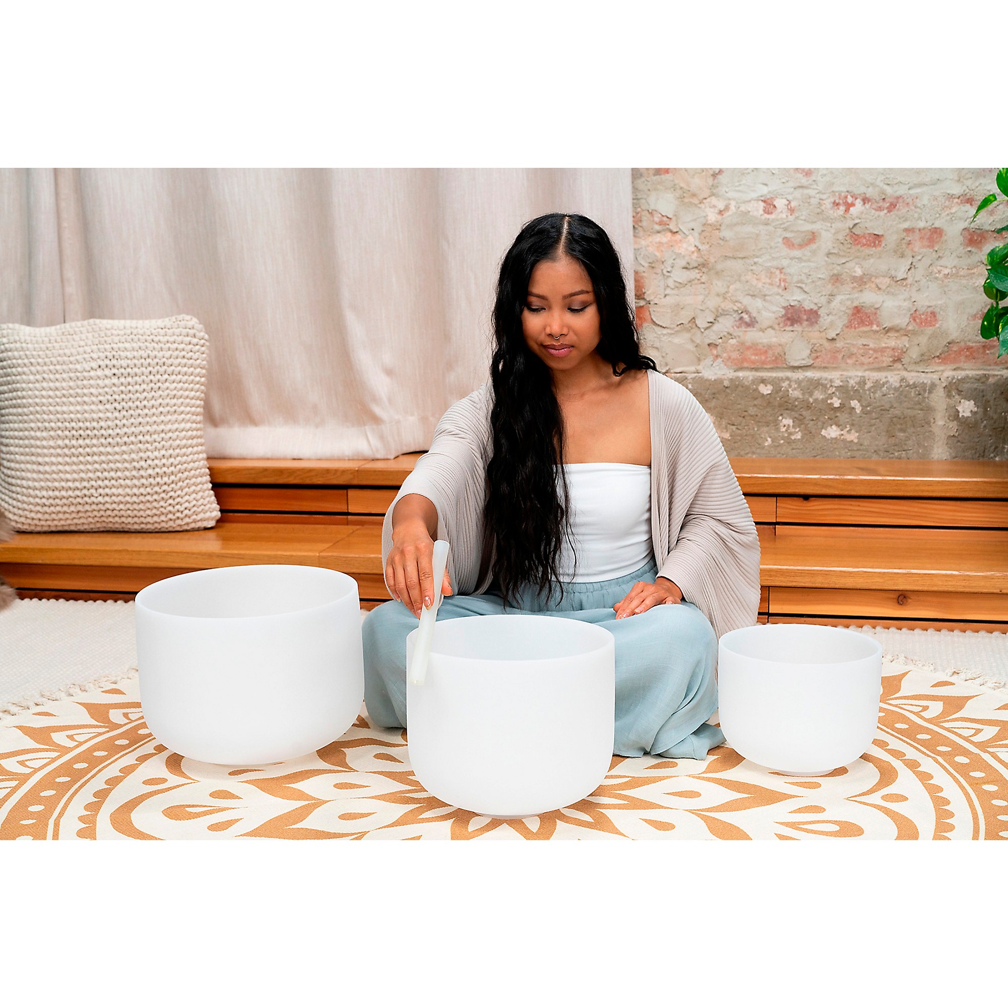 MEINL Sonic Energy 3-Piece Crystal Singing Bowl Set, A4/F4