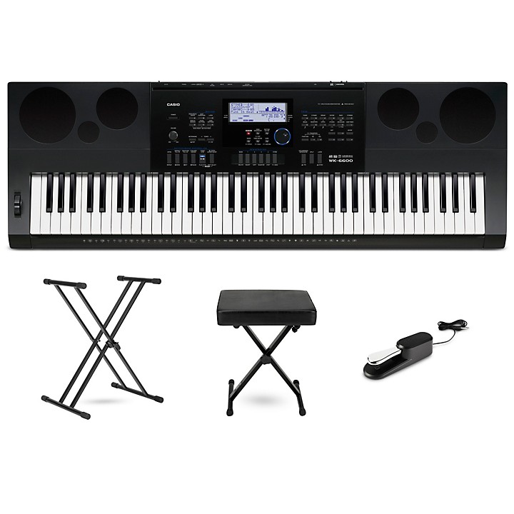 Casio WK-6600 76-Key Portable Keyboard Essentials Bundle | Music