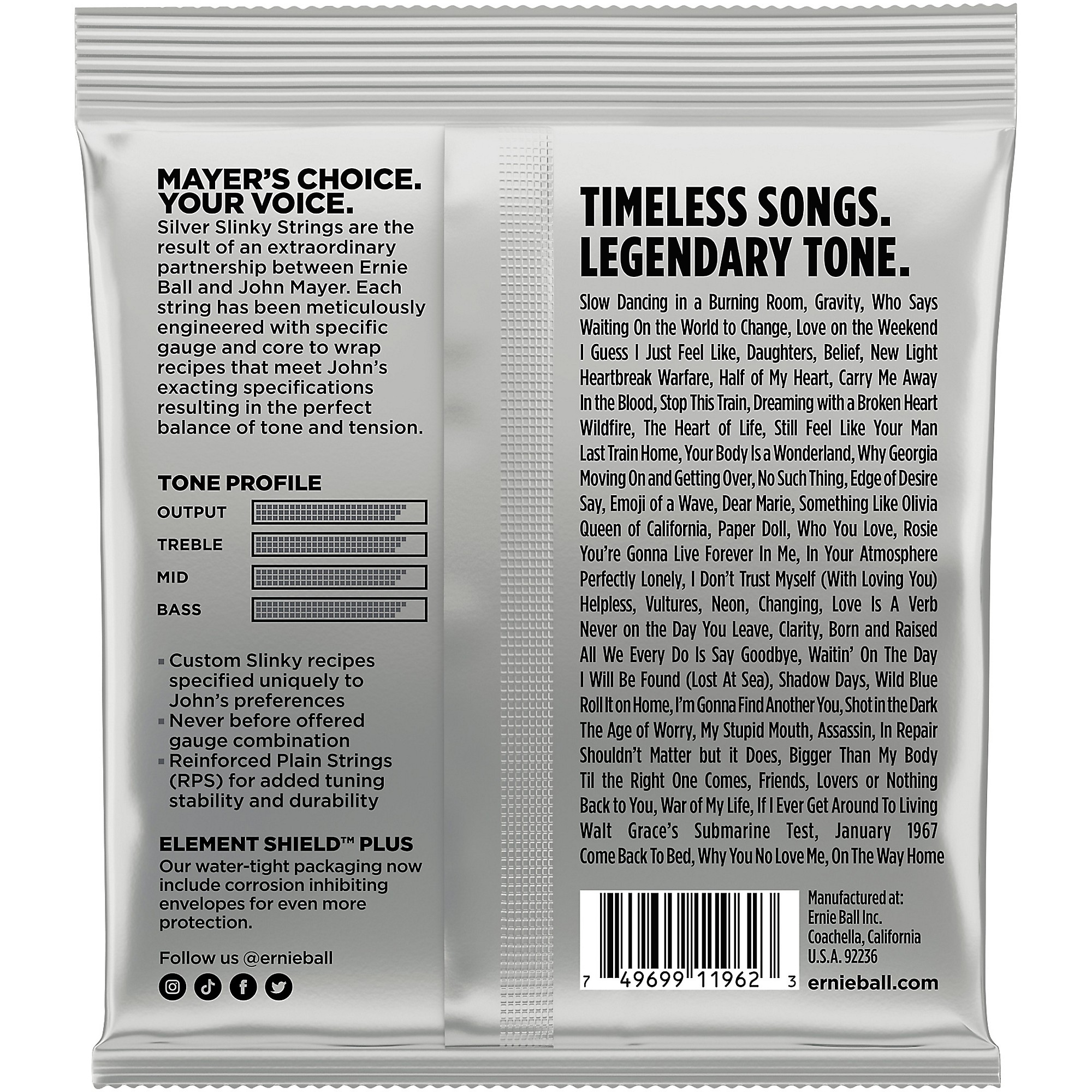 Ernie Ball John Mayer Silver Slinky Nickel Wound Electric
