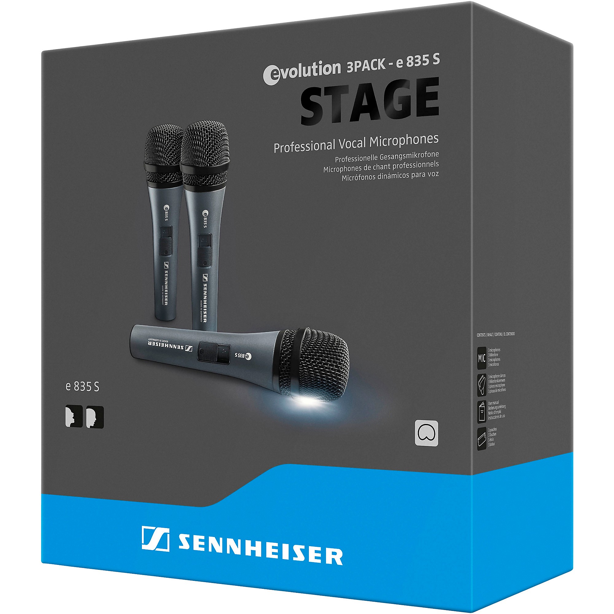 Sennheiser Handheld microphone set with (3) e 835-S (cardioid