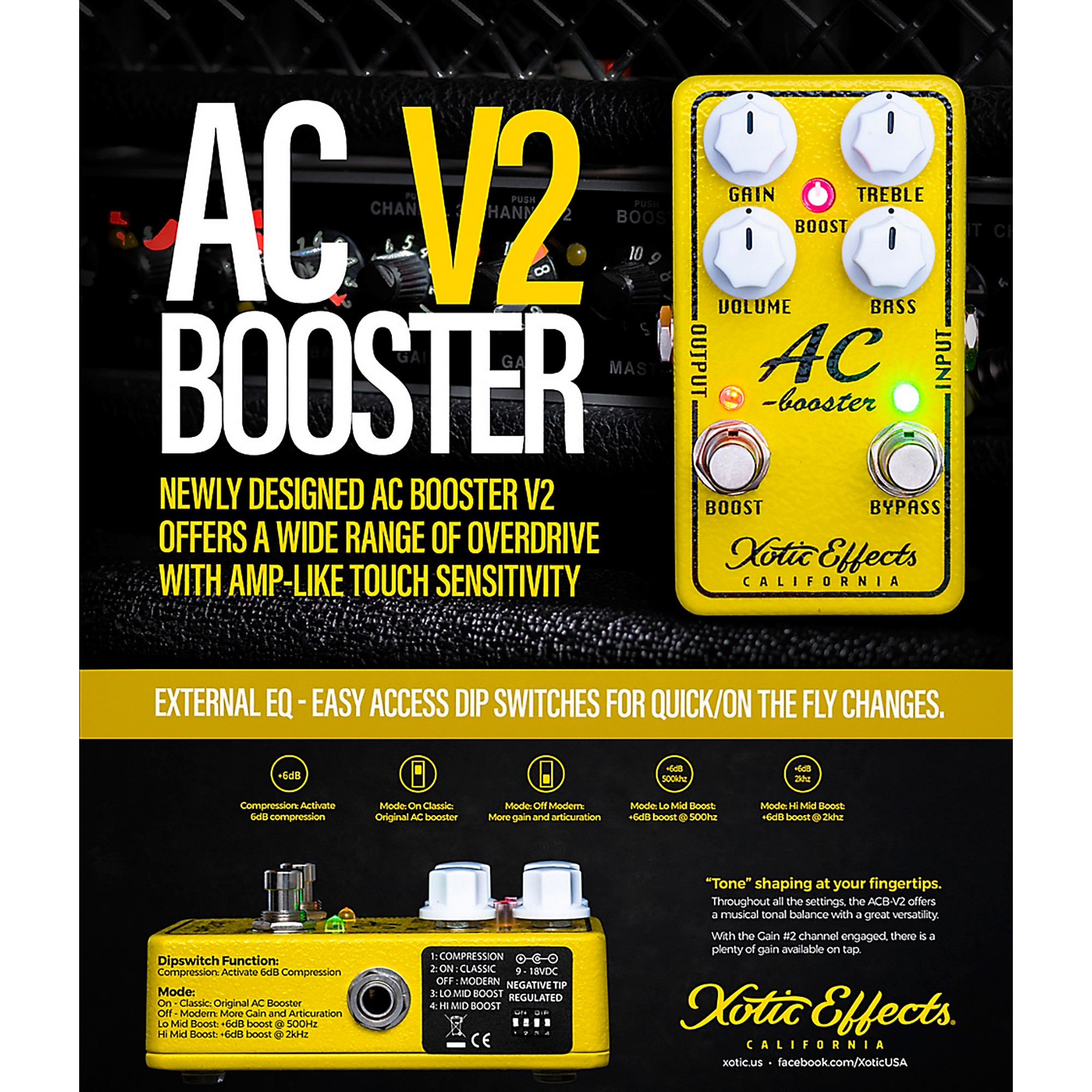 Xotic Effects AC Booster V2 Effects Pedal Yellow | Music & Arts