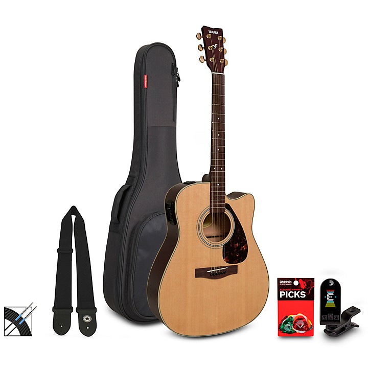 Yamaha FX335C Dreadnought Acoustic-Electric Guitar Pack - | Music