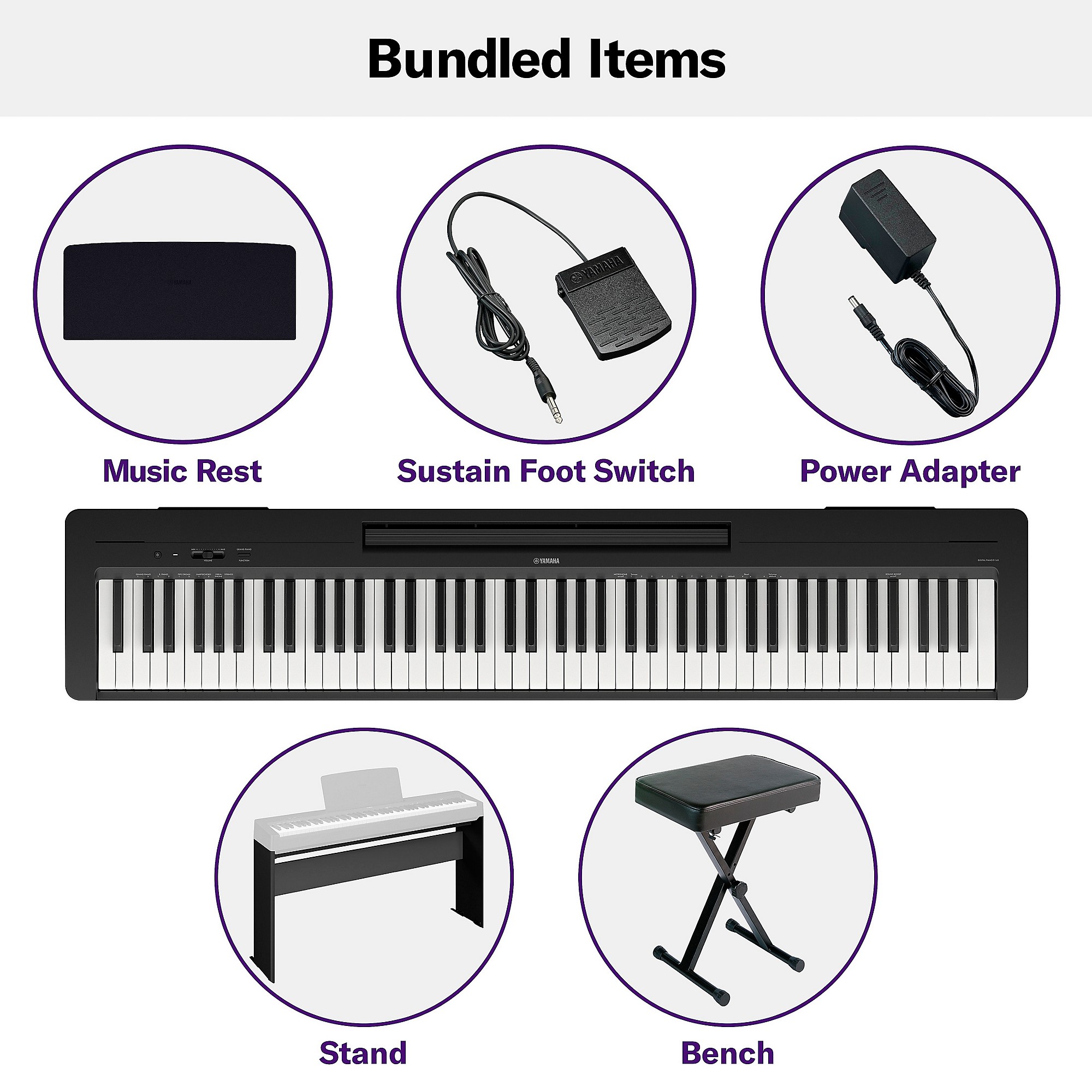 Yamaha P-143LXB 88-Key Digital Piano Bundle | Music & Arts