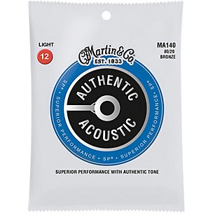 Martin MA140 SP 80/20 Bronze Light Authentic Acoustic Guitar Strings