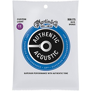 Martin MA175 SP 80/20 Bronze Custom-Light Authentic Acoustic Guitar Strings