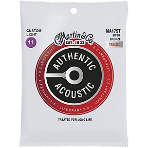 Martin MA175T Lifespan 2.0 80/20 Bronze Custom-Light Authentic Acoustic Guitar Strings