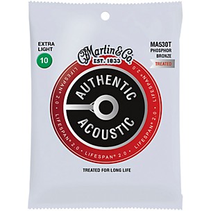 Martin MA530T Lifespan 2.0 Phosphor Bronze Extra-Light Authentic Acoustic Guitar Strings