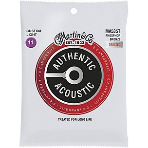 Martin MA535T Lifespan 2.0 Phosphor Bronze Custom-Light Authentic Acoustic Guitar Strings