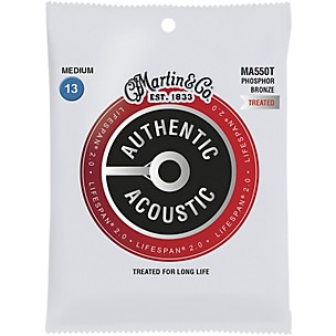 Martin MA550T Lifespan 2.0 Phosphor Bronze Medium Authentic Acoustic Guitar Strings