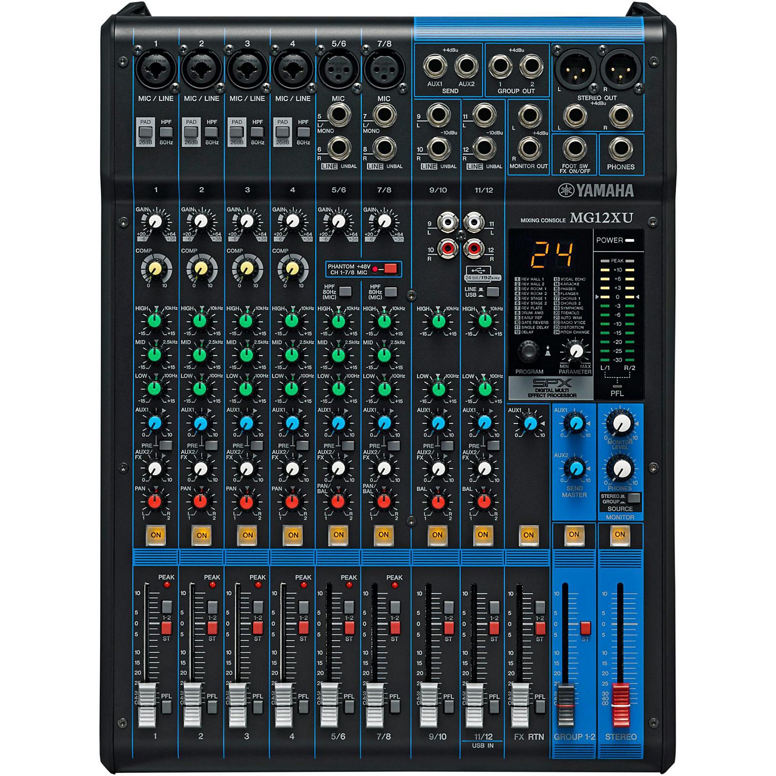 YAMAHA MG12XU 12チャンネル Yamaha MG12XU 12-Channel Mixer With Effects | Music & Arts
