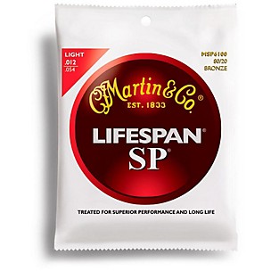 Martin MSP6100 SP Lifespan 80/20 Bronze Light Acoustic Guitar Strings