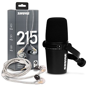 Shure MV7-K USB Microphone and SE215 Earphones Content Creator Bundle