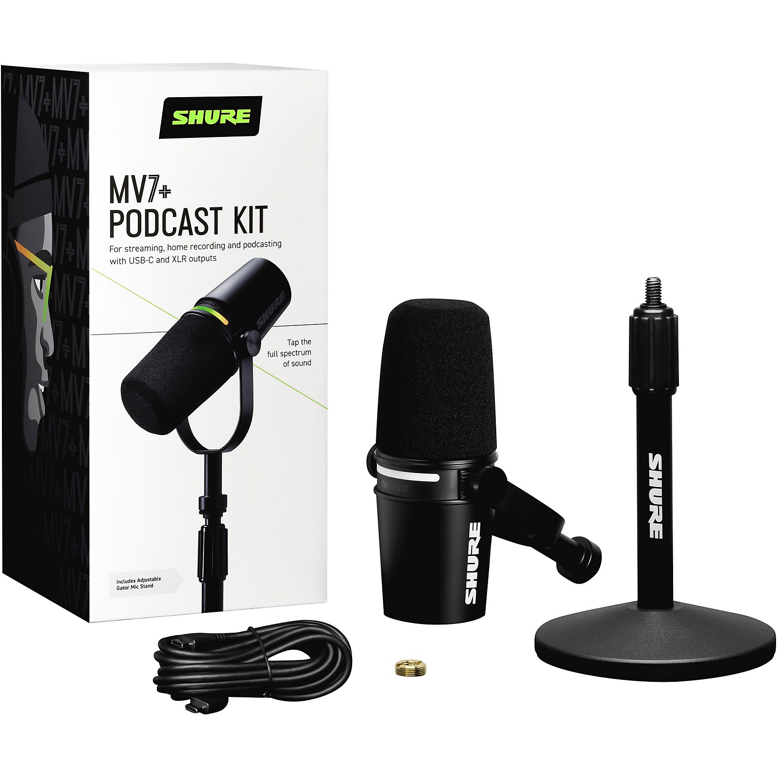 Shure MV7+ Podcast Kit With Stand | Music & Arts