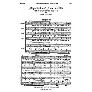 Novello Magnificat and Nunc Dimittis in F SATB Composed by John Ireland