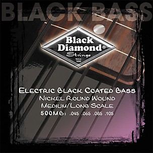 Black Diamond Medium Gauge Black Coated Roundwound Long Scale Bass Strings