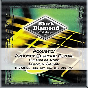 Black Diamond Medium Gauge Silver-Plated Acoustic-Electric Guitar Strings