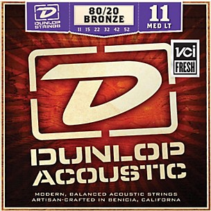 Dunlop Medium Light 80/20 Bronze Acoustic Guitar Strings