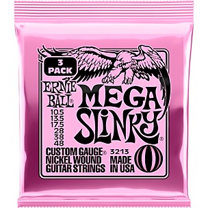 Ernie Ball Mega Slinky Nickel Wound Electric Guitar Strings 3-Pack