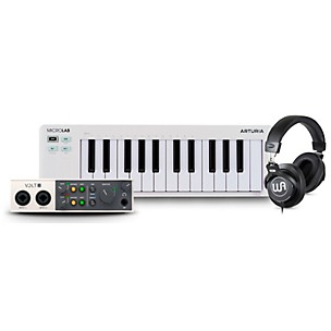 Arturia MicroLab mk3 25-key Keyboard Controller with Universal Audio Volt 2 USB Audio Interface & Warm Audio WA-CAB Studio Headphone Bundle