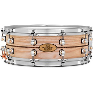 Pearl Music City Custom Solid Shell Snare Ash with Kingwood Center Inlay