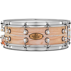 Pearl Music City Custom Solid Shell Snare Ash with Nicotine Marine Inlay