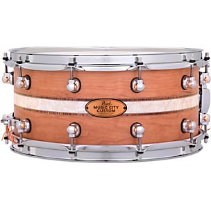 Pearl Music City Custom Solid Shell Snare Cherry with DuoBand Ebony Marine Inlay