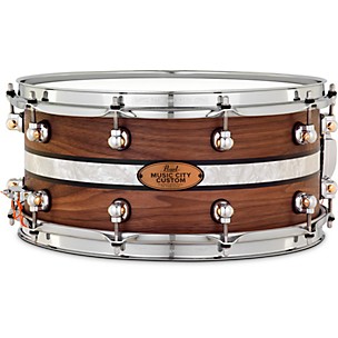 Pearl Music City Custom Solid Shell Snare Walnut with DuoBand Ebony Marine Inlay