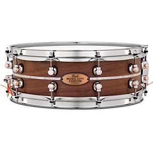 Pearl Music City Custom Solid Shell Snare Walnut with Nicotine Marine Inlay