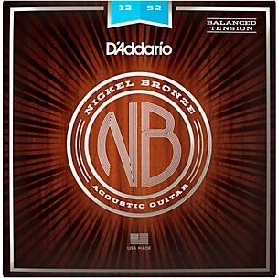 D'Addario NB1252BT Nickel Bronze Acoustic Guitar Strings - Balanced Tension Light