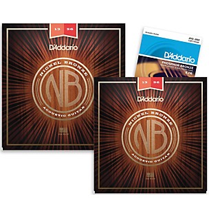 D'Addario NB1356 Nickel Bronze Medium Acoustic Strings 2-Pack with EJ16 Phosphor Bronze Light Single-Pack