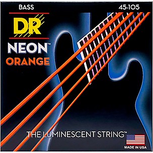 DR Strings NEON Hi-Def Orange Bass SuperStrings Medium 4 String